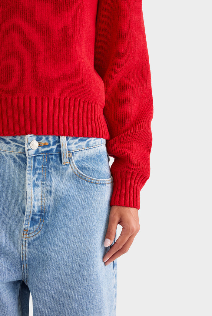 Cotton Knit Sweater - Red