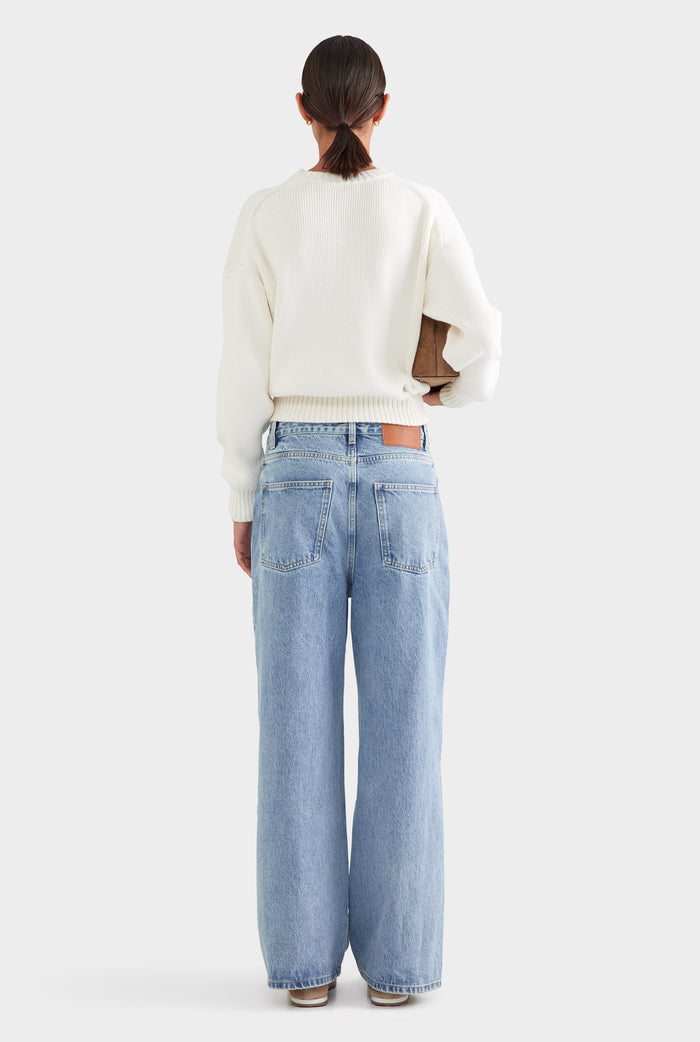 Cotton Knit Sweater - White