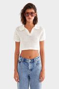 Crochet Cropped Polo - Off White