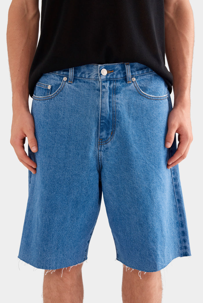 Cut Off Denim Bermuda Short - Mid Blue