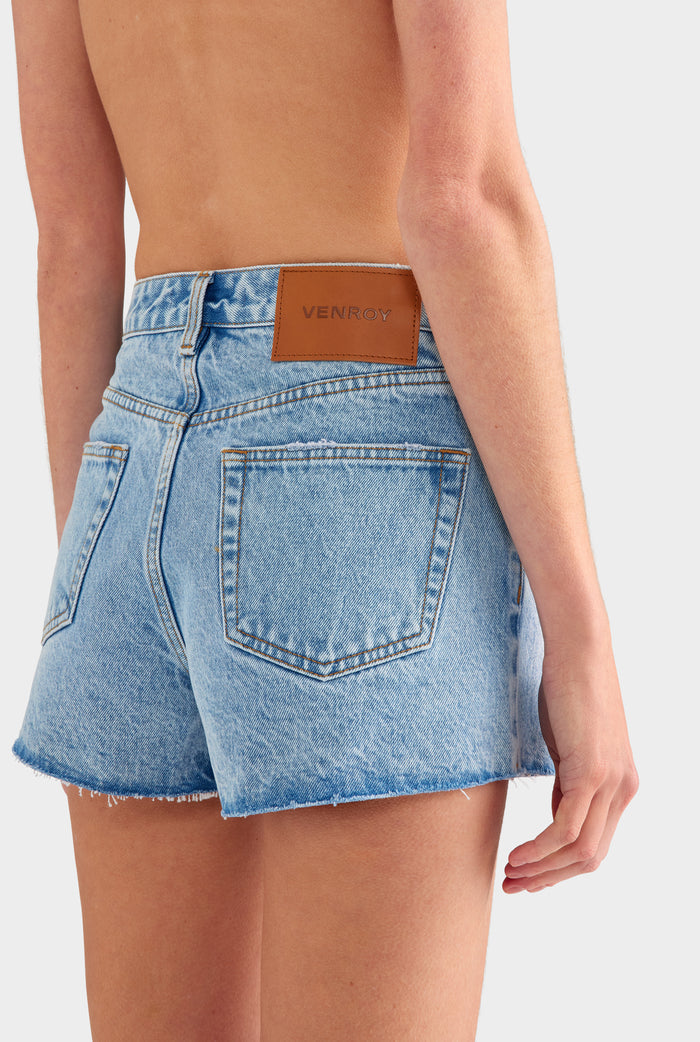Cut Off Denim Short - Light Blue