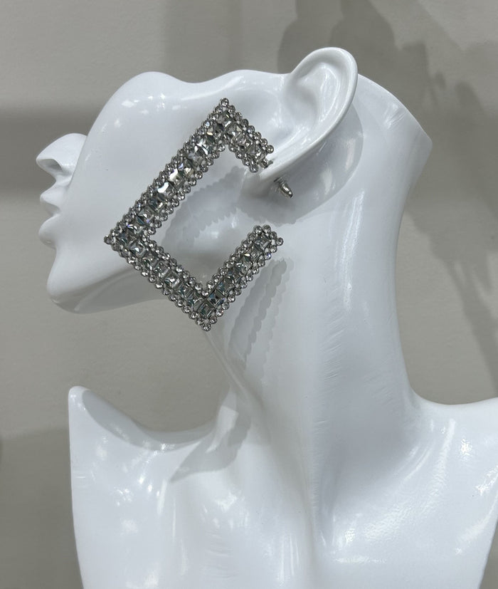Diamond Edge Hoop Earrings