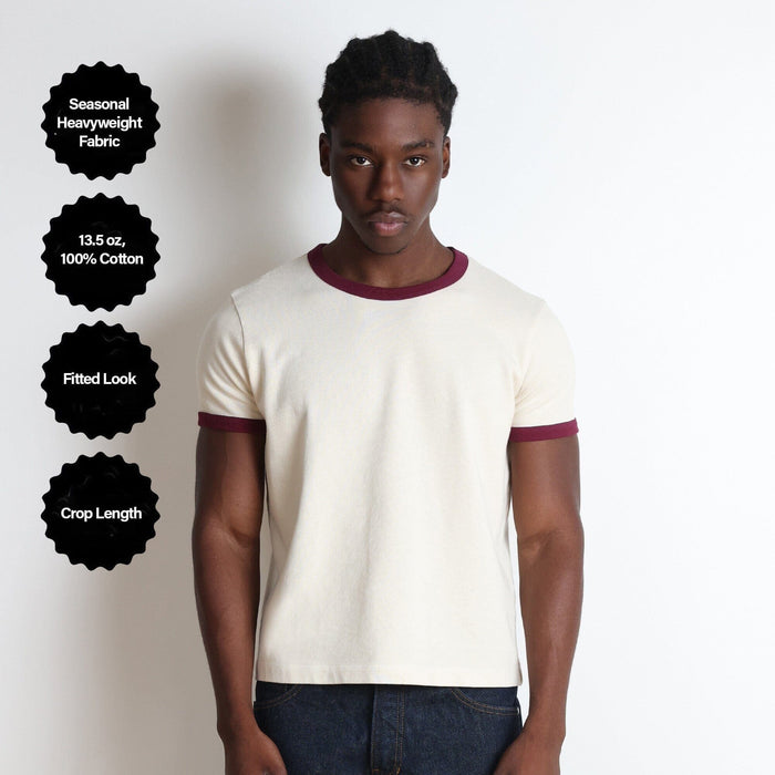 Diego Muscle Tee | Heavyweight | 13.5oz | Ringer T-Shirt Natural | Burgundy
