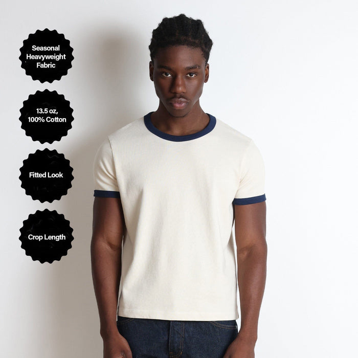 Diego Muscle Tee | Heavyweight | 13.5oz | Ringer T-Shirt Natural | Navy
