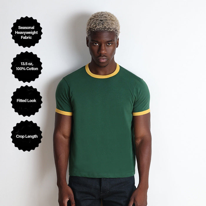 Diego Muscle Tee | Heavyweight | 13.5oz | Ringer T-Shirt Brazil Green | Yellow