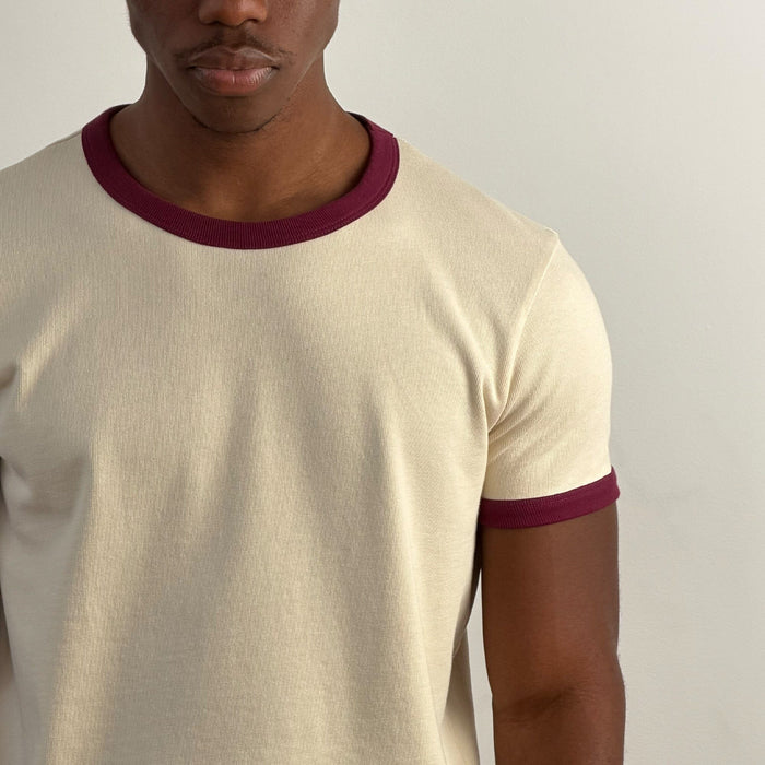 Diego Muscle Tee | Heavyweight | 13.5oz | Ringer T-Shirt Natural | Burgundy