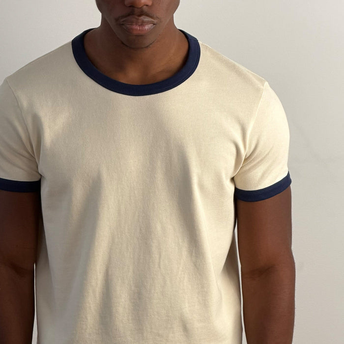 Diego Muscle Tee | Heavyweight | 13.5oz | Ringer T-Shirt Natural | Navy