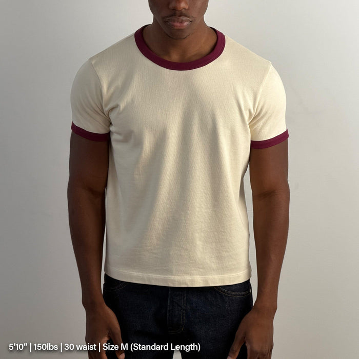 Diego Muscle Tee | Heavyweight | 13.5oz | Ringer T-Shirt Natural | Burgundy