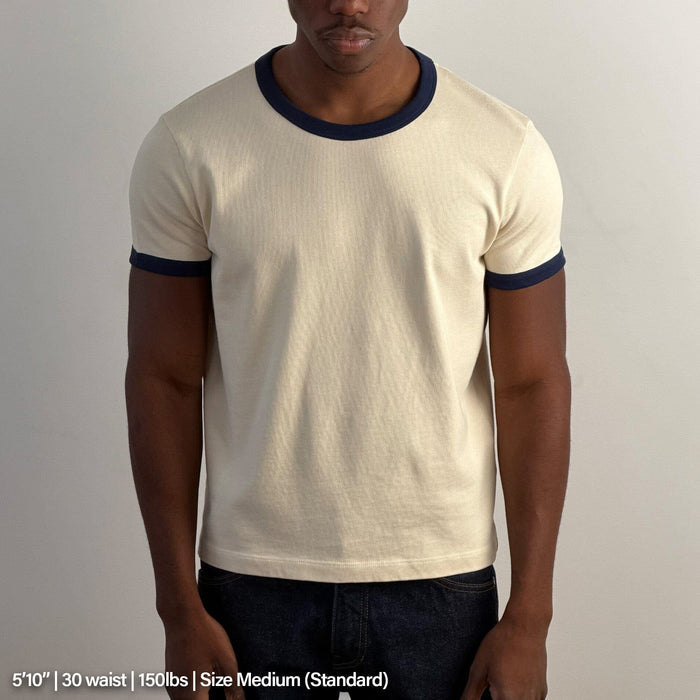 Diego Muscle Tee | Heavyweight | 13.5oz | Ringer T-Shirt Natural | Navy