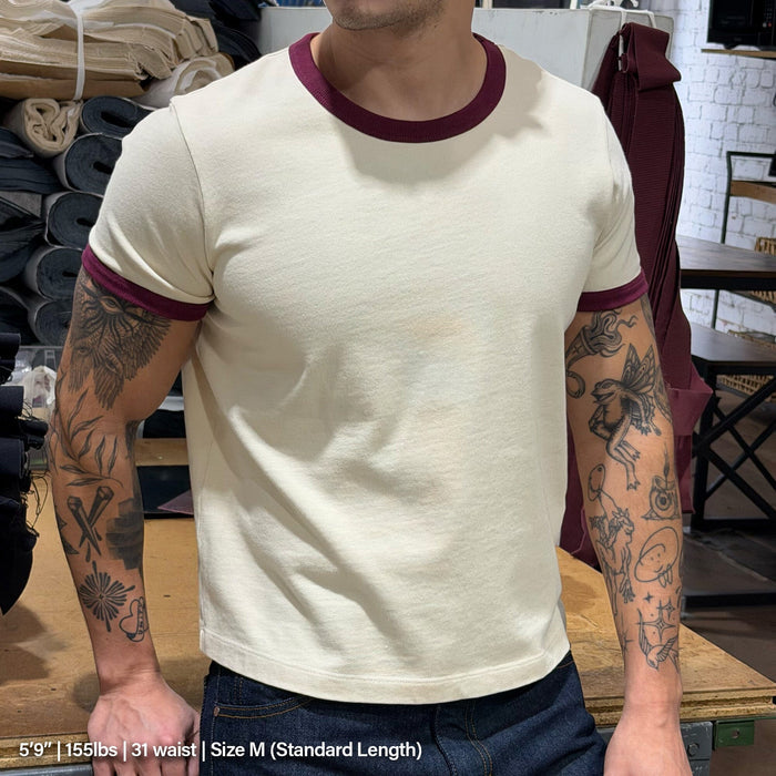 Diego Muscle Tee | Heavyweight | 13.5oz | Ringer T-Shirt Natural | Burgundy