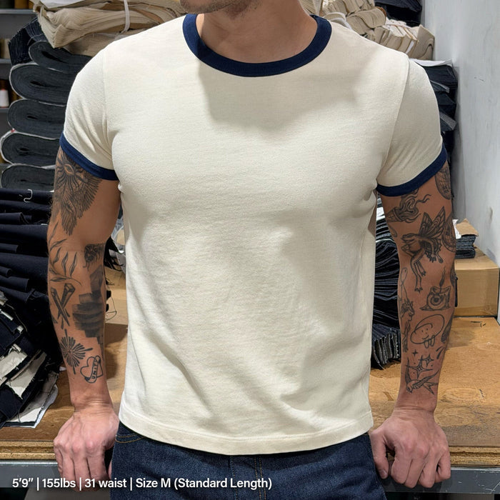 Diego Muscle Tee | Heavyweight | 13.5oz | Ringer T-Shirt Natural | Navy