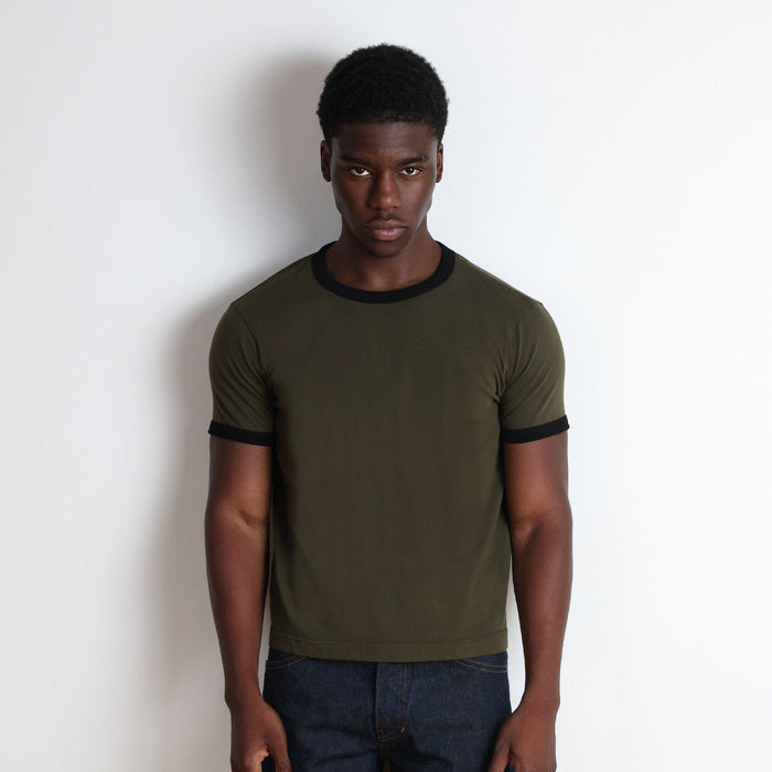 Diego Muscle Tee | Ringer T-Shirt Military Green | Black