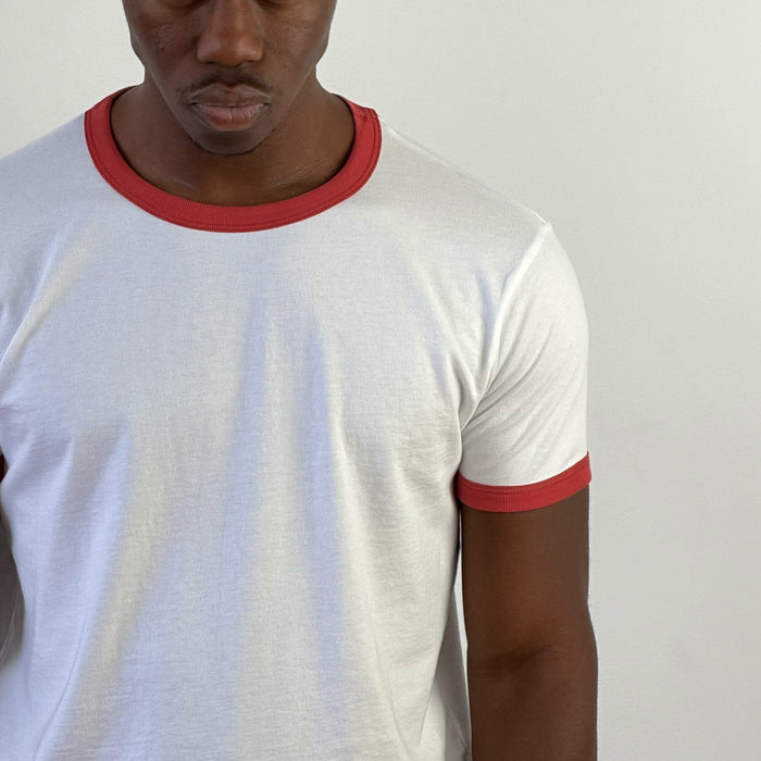 Diego Muscle Tee | Ringer T-Shirt White | PH Red