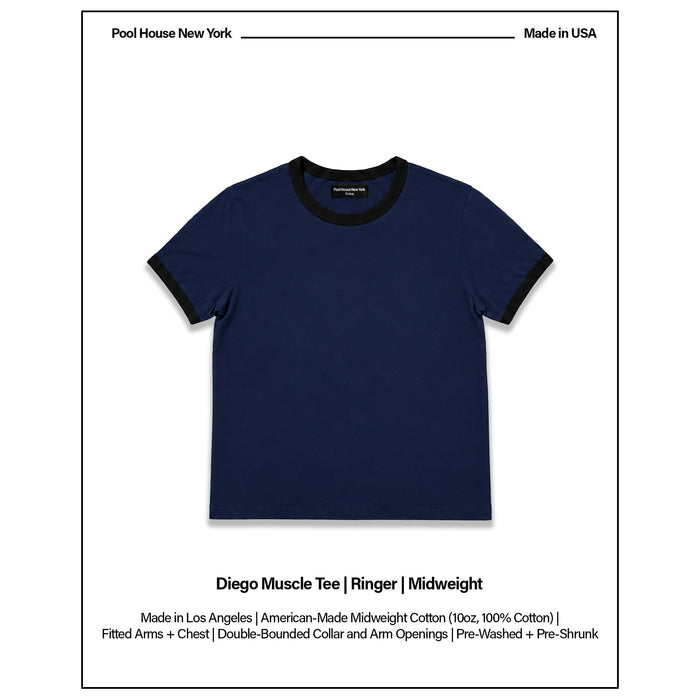 Diego Muscle Tee | Ringer T-Shirt Navy | Black
