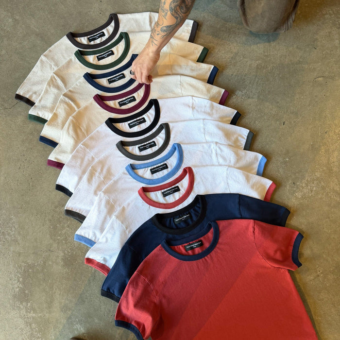 Diego Muscle Tee | Ringer T-Shirt White | Oxford Blue