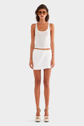 Draped Linen Mini Skirt - White