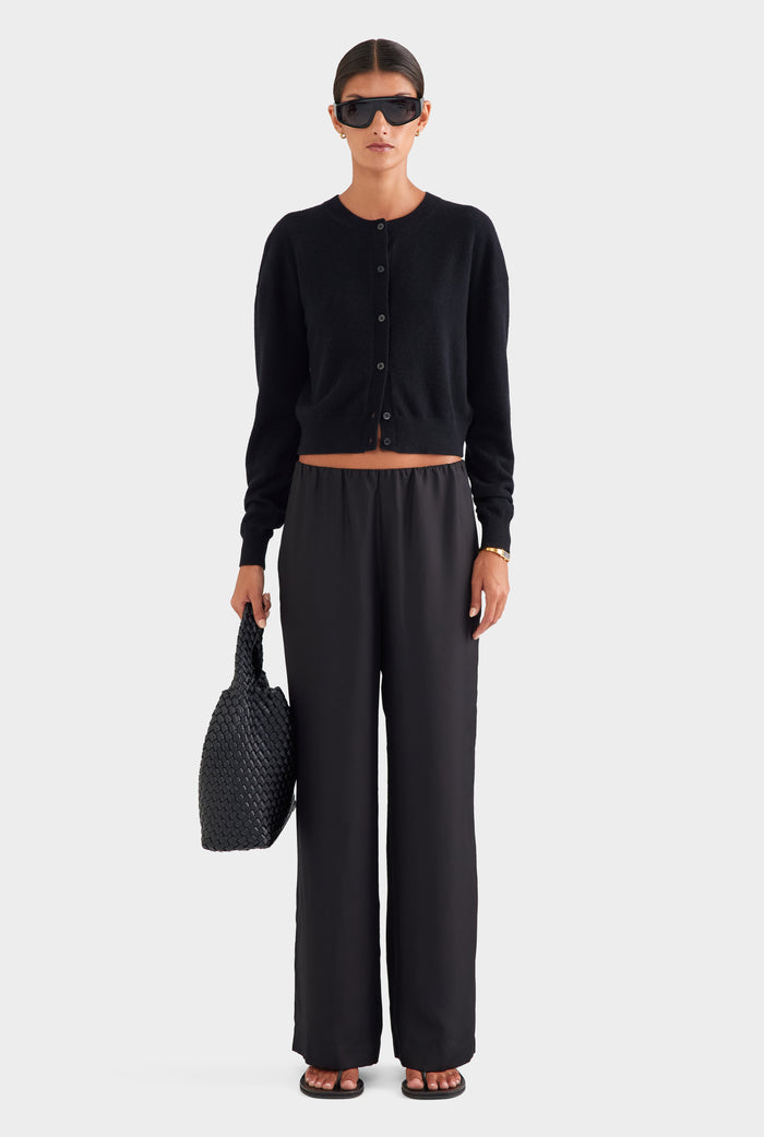 Dropshoulder Cashmere Cardigan - Black
