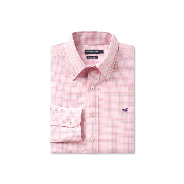 Dyer Performance Gingham Dress Shirt: Camelia & Wharf Purple