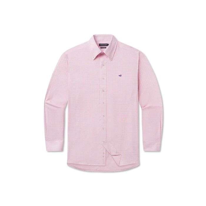 Dyer Performance Gingham Dress Shirt: Camelia & Wharf Purple
