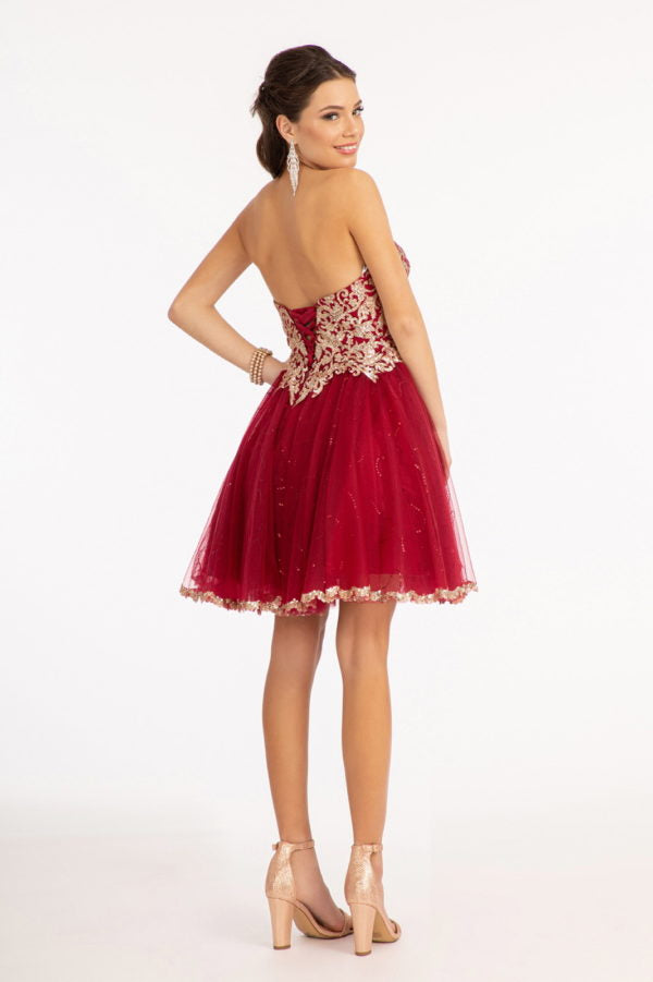 Elizabeth K - GS1980 - Glitter and Sequin Sweetheart Cocktail Dress  - Short