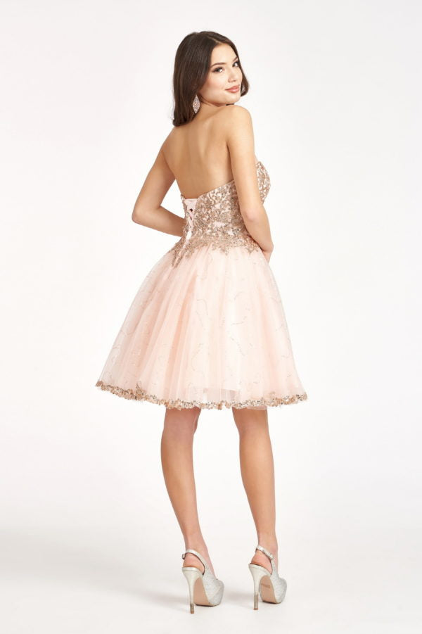 Elizabeth K - GS1980 - Glitter and Sequin Sweetheart Cocktail Dress  - Short
