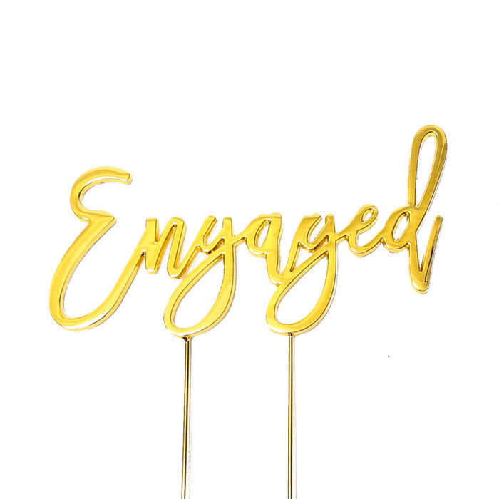 ENGAGED Cake Topper Gold - Giftware - Cake and Candle
