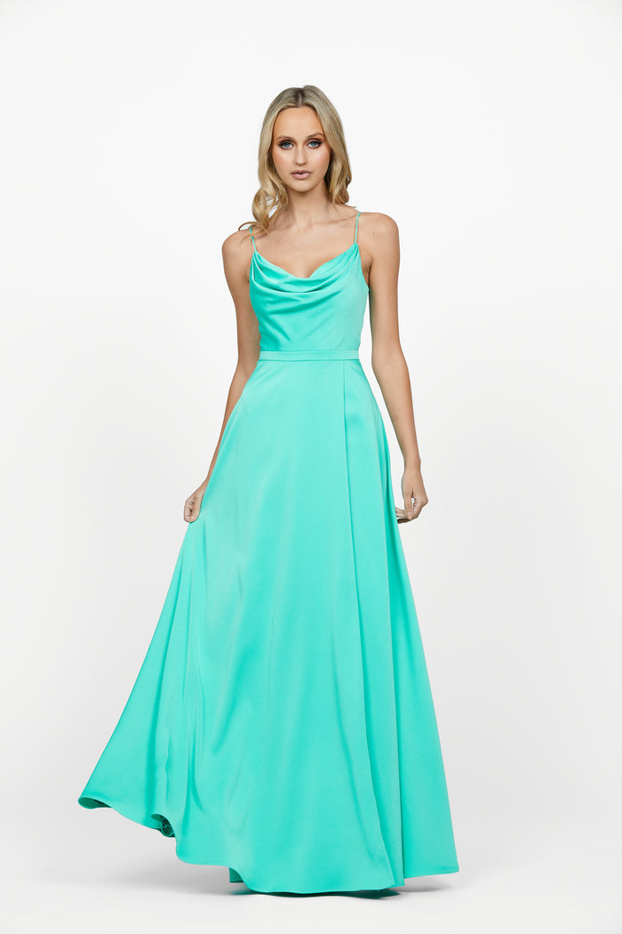 Everleigh Cowl Neck Wrap Skirt Gown Arcadia - Dress - Bariano