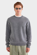 Exposed Seam Wool Cashmere Sweater - Charcoal Marl/White