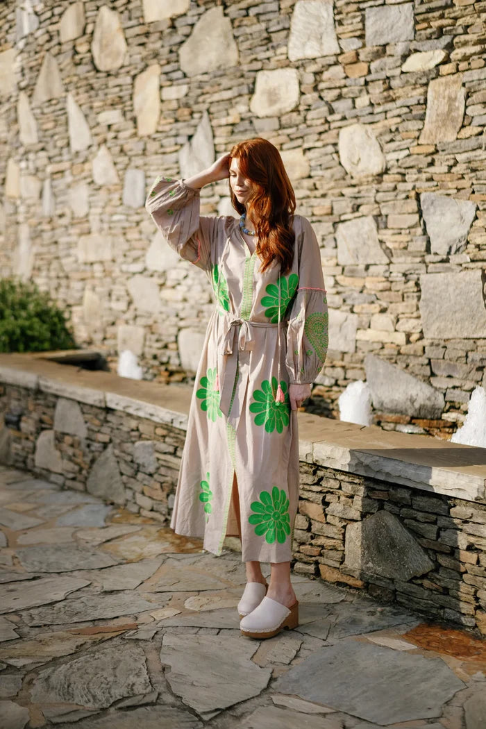 Fall Florals Maxi Dress | Tan