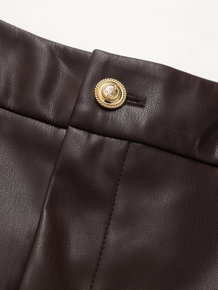 Faux Leather Wide-Leg Pants