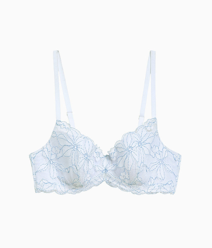 Feeling Famous Balconette Contour Bra: White/Frozen Fjord