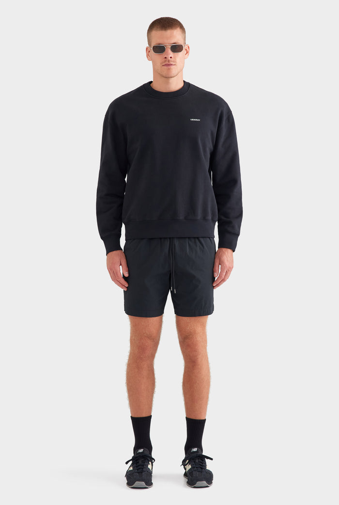 Fleece Track Crewneck - Black