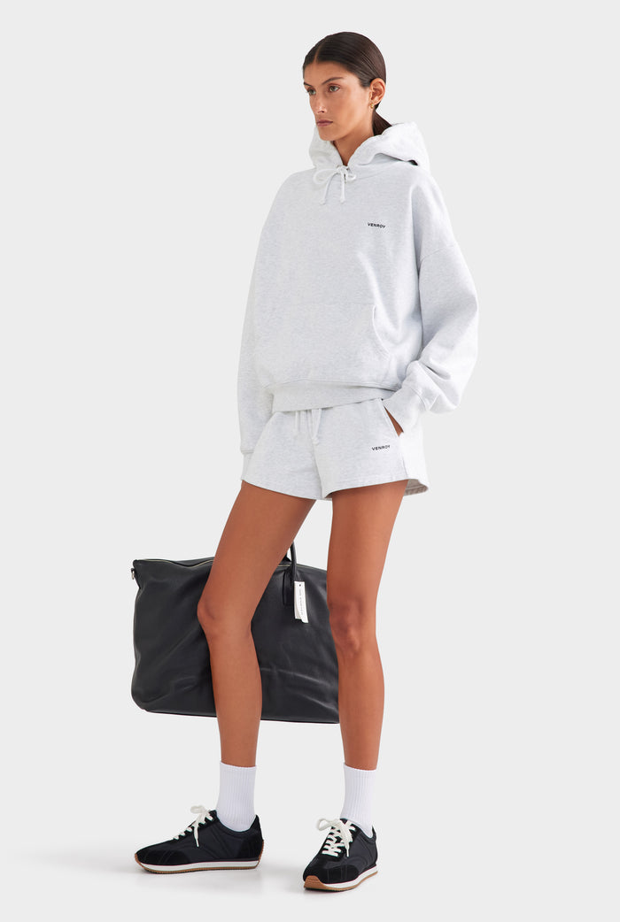 Fleece Track Hoodie - Light Grey Marl