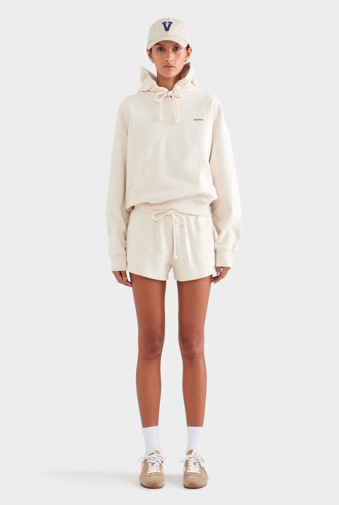 Fleece Track Shorts - Cream