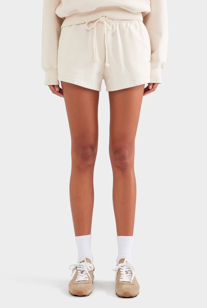 Fleece Track Shorts - Cream