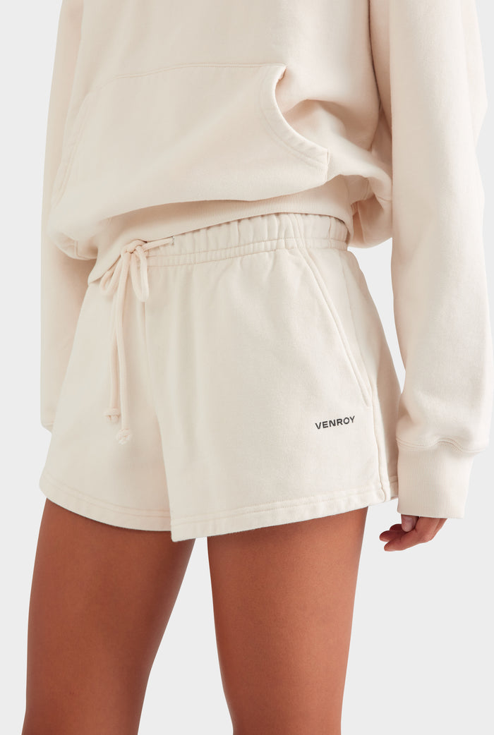 Fleece Track Shorts - Cream