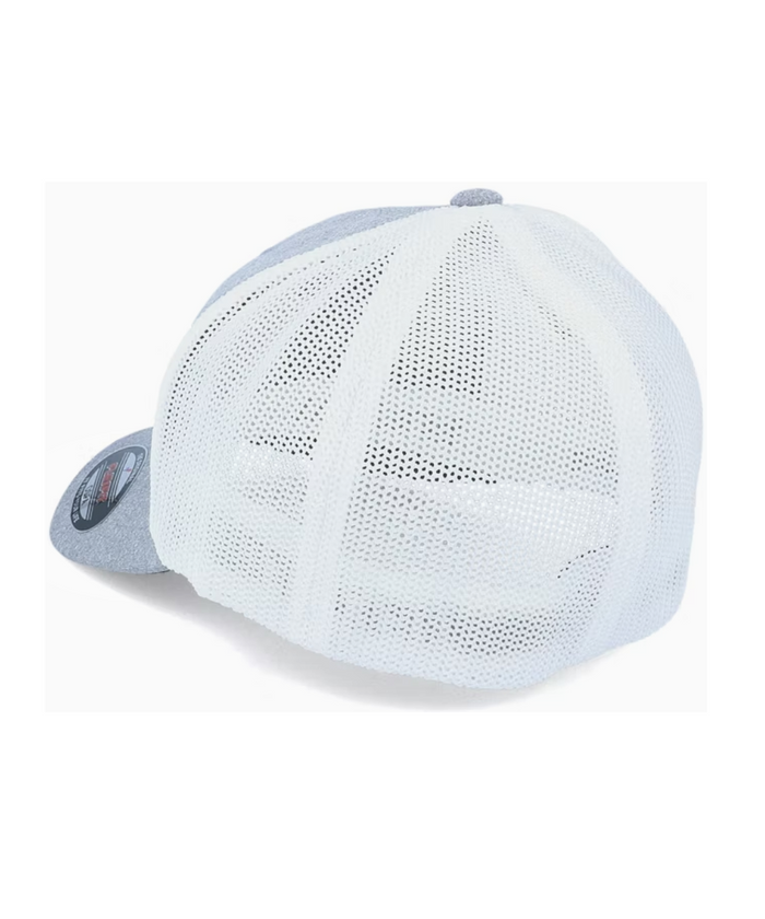 FlexFit Tech 110 Retro Trucker Hat (Silver Grey/White)