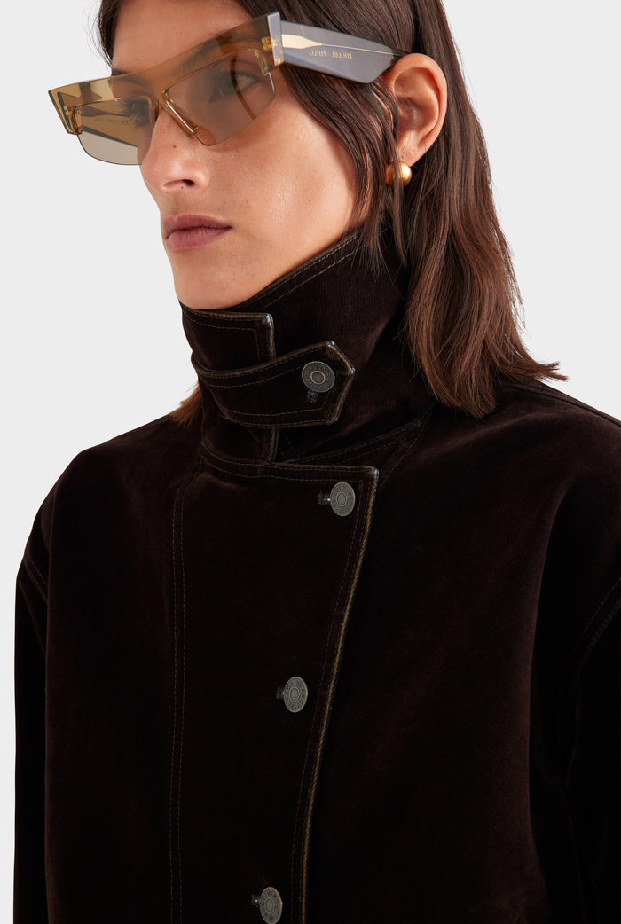 Flocked Cotton Jacket - Dark Chocolate