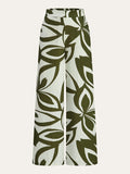 Floral Print Wide-Leg Pants