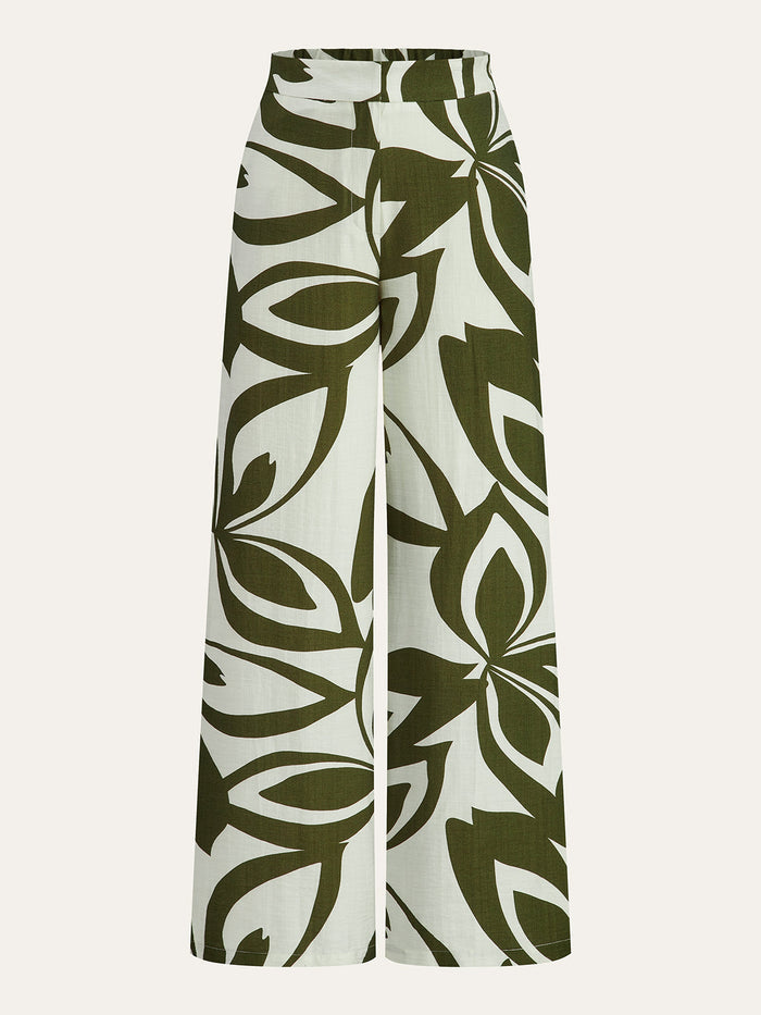 Floral Print Wide-Leg Pants