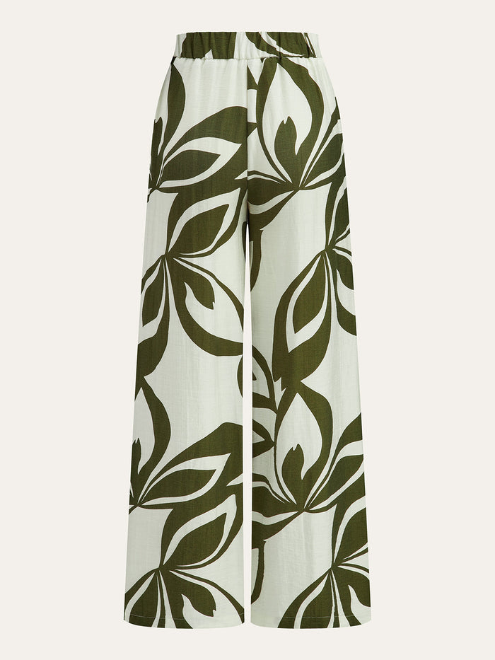 Floral Print Wide-Leg Pants