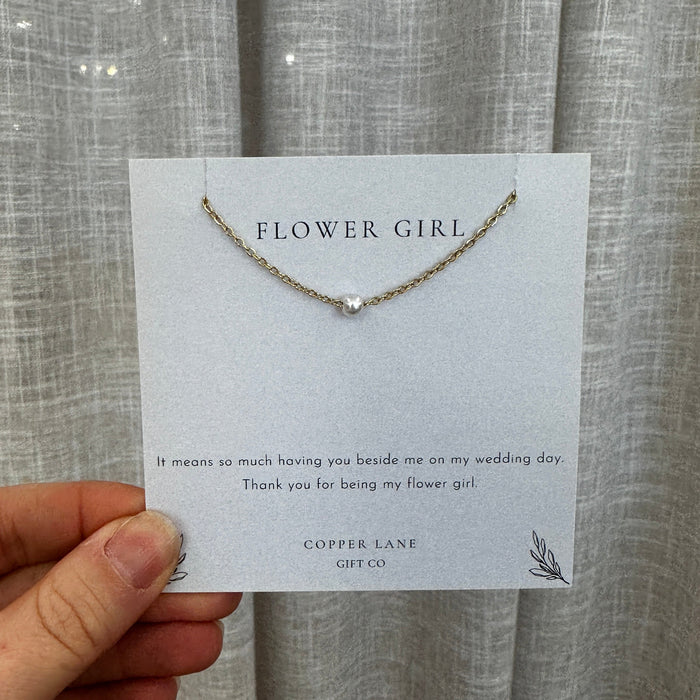 Flower Girl Thank You Necklace Gold - Giftware - Honey Fawn