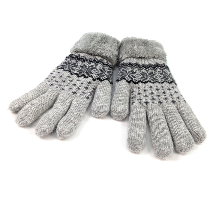 Fluffy Nordic Gloves - Grey
