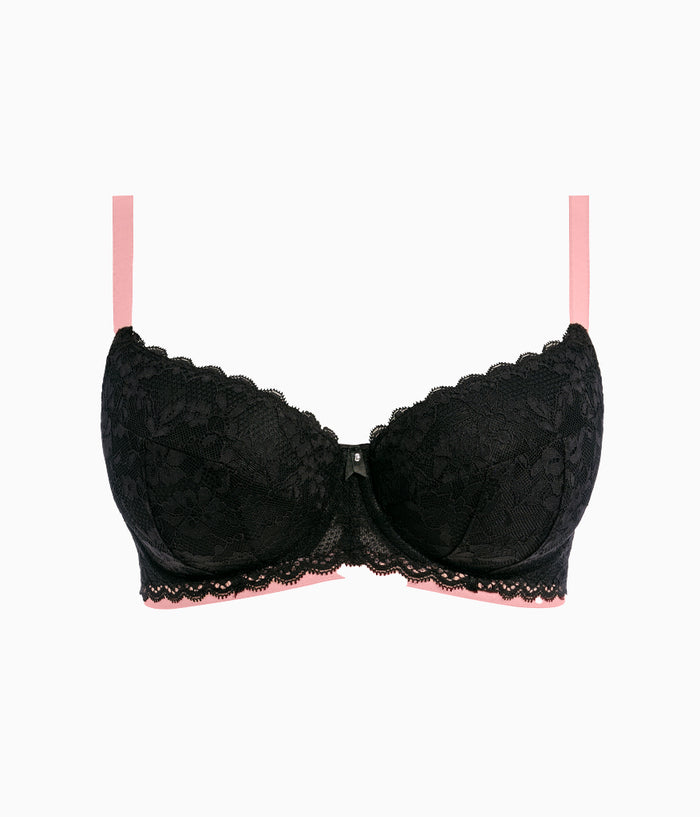 Freya Offbeat Underwire Padded Half Cup Bra: Black