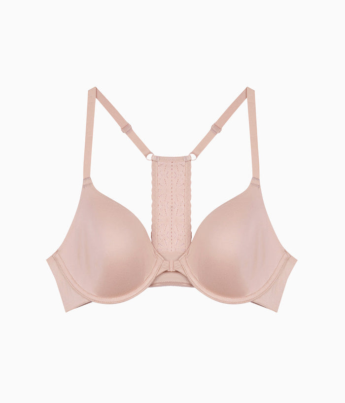 Future Foundation Front Close Racerback Bra: Rose Smoke