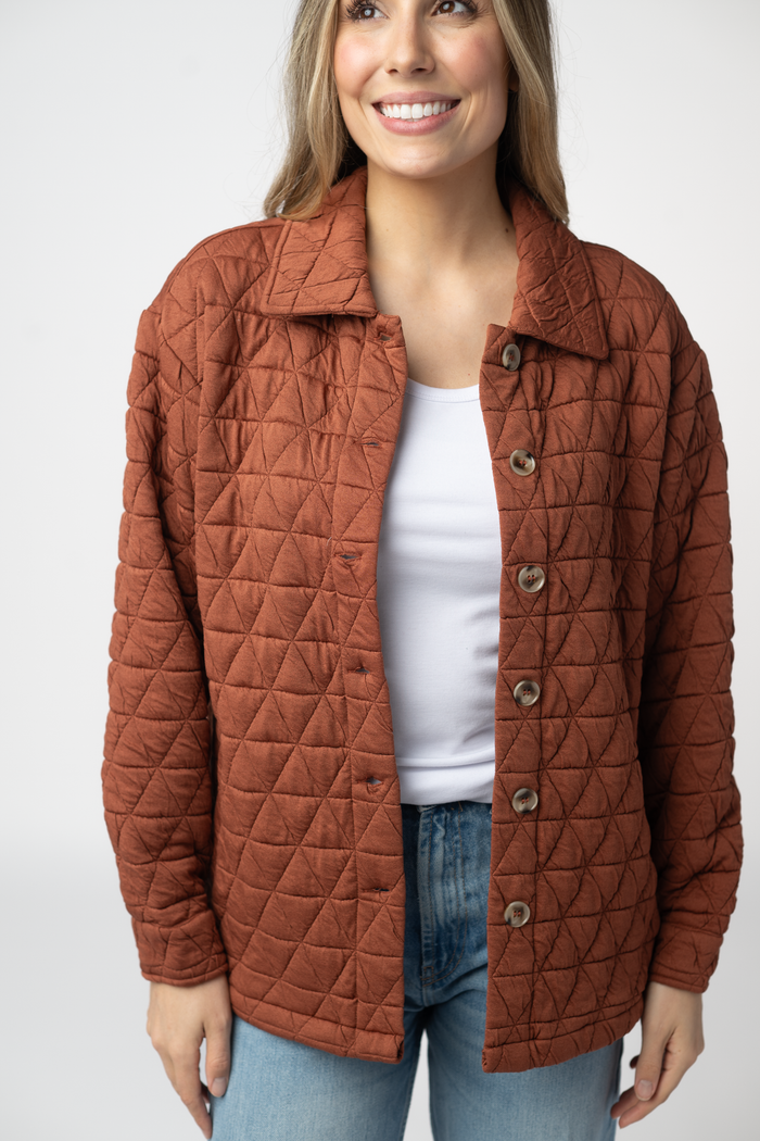 Geometric Button Down Jacket - Rust by Michelle Mae