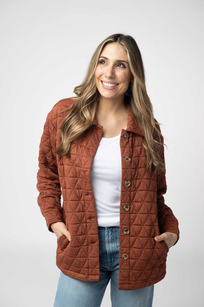 Geometric Button Down Jacket - Rust by Michelle Mae