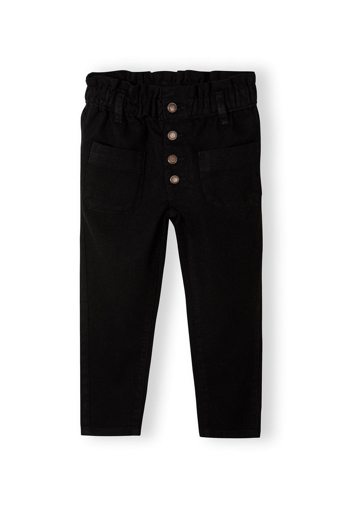 Paperbag Waist Jeans, Black, Button Front - 2