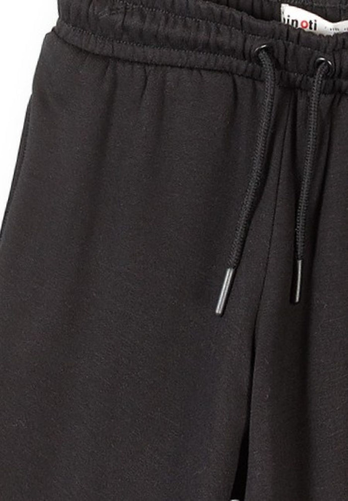Wide Leg Joggers, Black, Side Pockets - 3