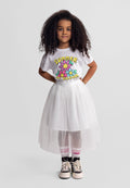 Pleated Tulle Maxi Skirt, Off White - 1